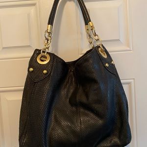 Cynthia Rowley Snakeskin Black Bag gold tone hardware